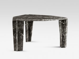 ZVI Marble table 3 legs Perspective view made in Italy  © Frederic Louis Fourrichon Design Berlin Milan 